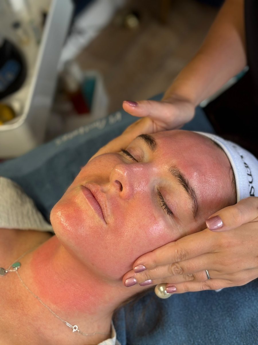 Client relaxing during a resurfacing facial at The Modern Skin Clinic